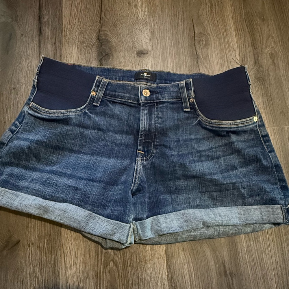 7 For All Mankind Dark Blue Jean Shorts